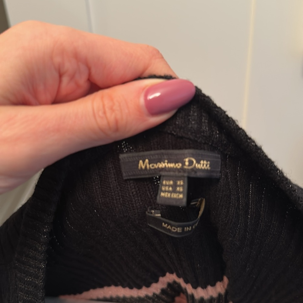 Massimo Dutti Black and Pink Striped Long Sleeve Dress - Picture 4 of 4